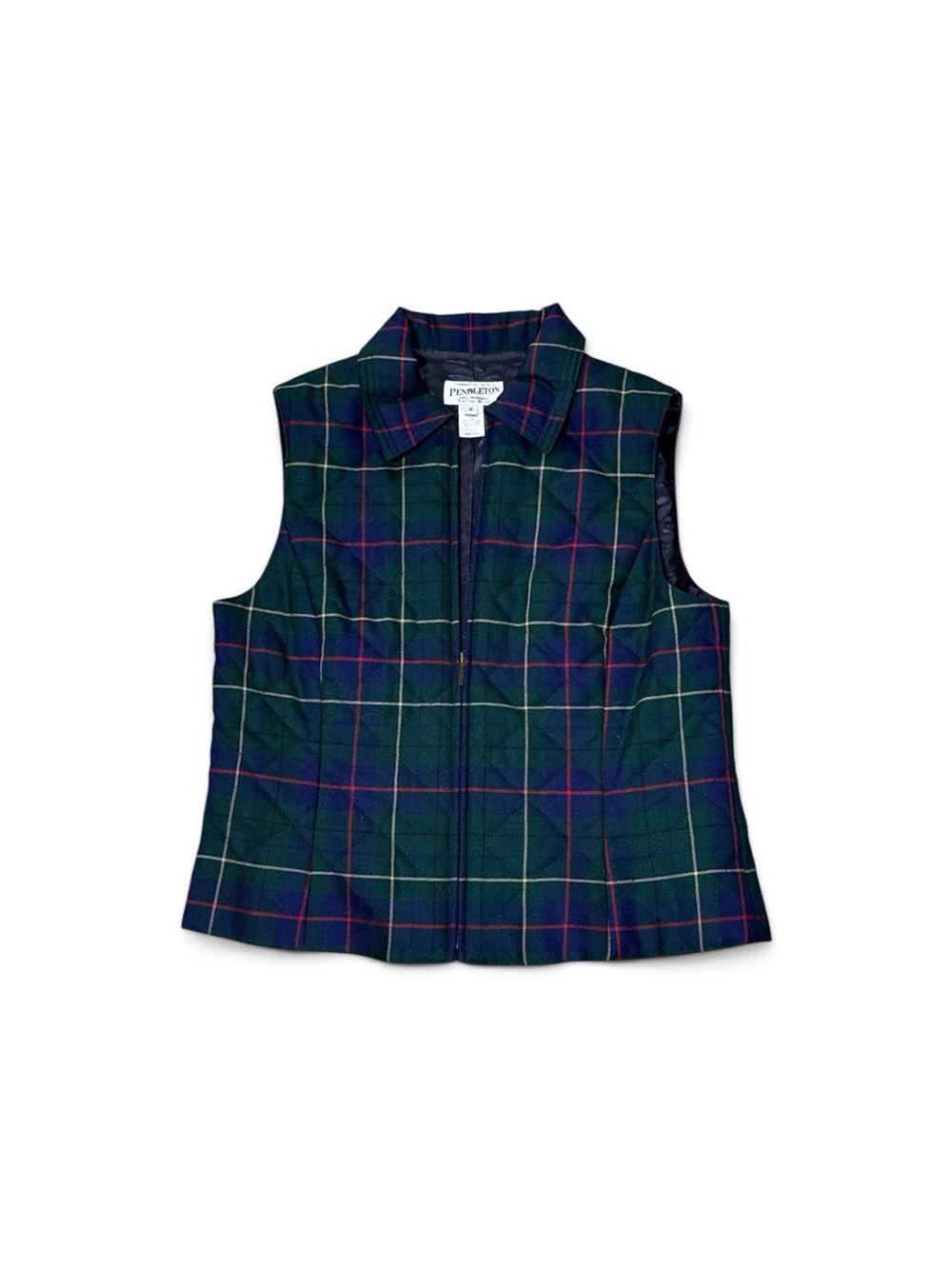 Vintage 90s Pendleton Heritage Tartan Plaid Wool Vest M Made USA Quilted